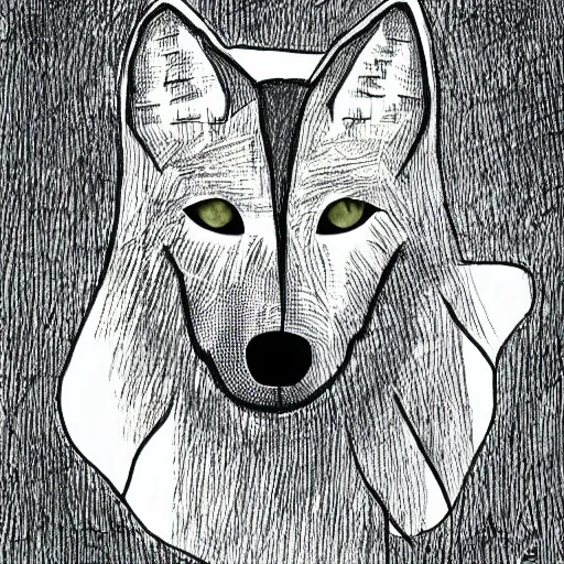 Image similar to cartoon sketch of a faceless wolf wearing a yellow raincoat