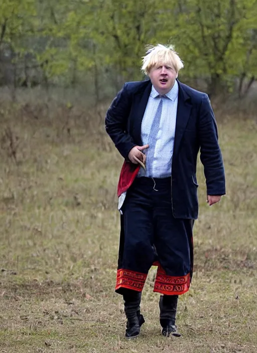 Image similar to boris johnson, ukrainian cossack, in traditional clothes, ukraine