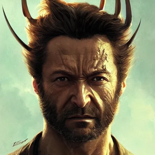 Image similar to portrait of Wolverine in costume, amazing splashscreen artwork, splash art, head slightly tilted, natural light, elegant, intricate, fantasy, atmospheric lighting, cinematic, matte painting, by Greg rutkowski