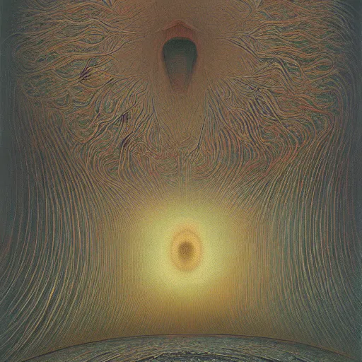 Image similar to the beginning of universe by zdzisław beksinski, oil on canvas