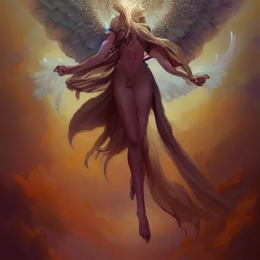 Image similar to a beautiful angel of dreams by pete mohrbacher and artgerm and wlop, digital art, highly detailed, intricate, fantasy, mystical, ethereal, Trending on Artstation HQ, deviantart, unreal engine, 4K UHD image