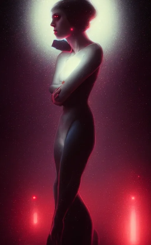 Image similar to a love affair with doubt, dark retrowave, glitch art, interstellar, beautifully lit, by Tom Bagshaw, artstation, unreal engine
