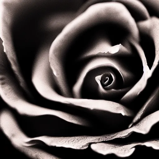 Image similar to award - winning macro of a beautiful black rose made of glowing molten magma