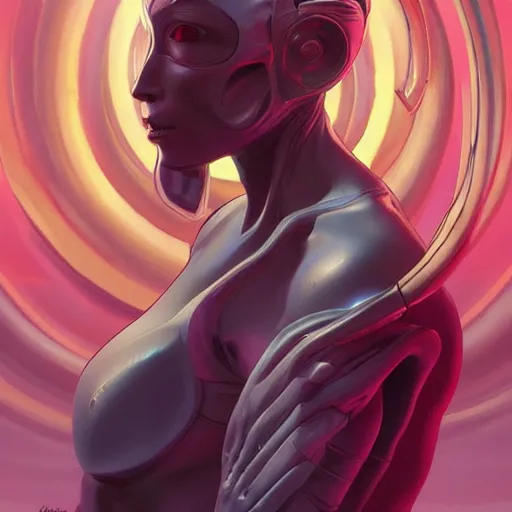 Image similar to posing alien digital artwork by artgerm and wlop and alex ross and alphonse mucha, trending on artstation