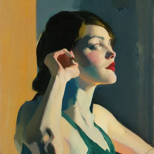 Prompt: artwork by malcolm liepke and edward hopper