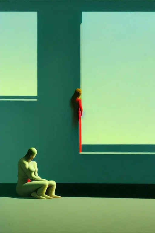 Image similar to isolation, edward hopper and james gilleard zdzislaw beksisnski higly detailed