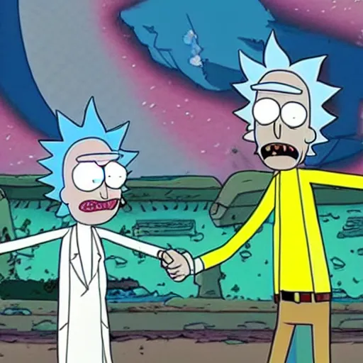 Prompt: rick and morty doing an adventure in marrakech