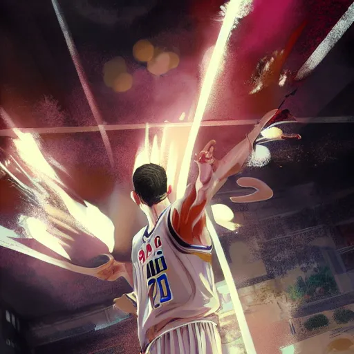 Image similar to highly detailed hanamichi sakuragi of slam dunk, in gta v, stephen bliss, unreal engine, fantasy art by greg rutkowski, loish, rhads, ferdinand knab, makoto shinkai and lois van baarle, ilya kuvshinov, rossdraws, tom bagshaw, global illumination, radiant light, detailed and intricate environment