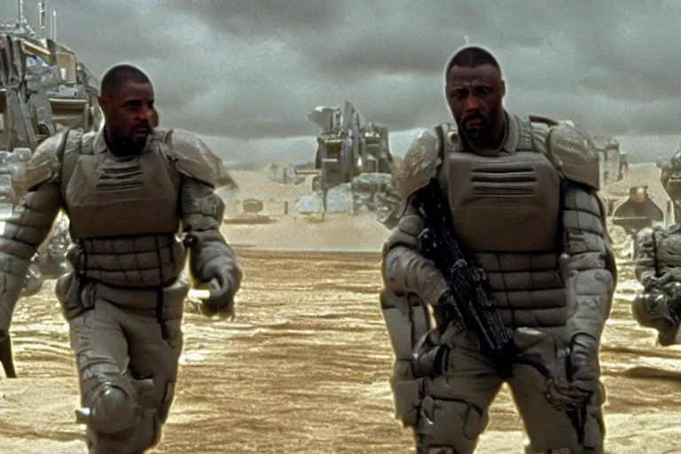 Prompt: Idris Elba in Starship Troopers (1997), highly detailed, high quality, HD, 4k, 8k, Canon 300mm, professional photographer, 40mp, lifelike, top-rated, award winning, realistic, sharp, no blur, edited, corrected, trending