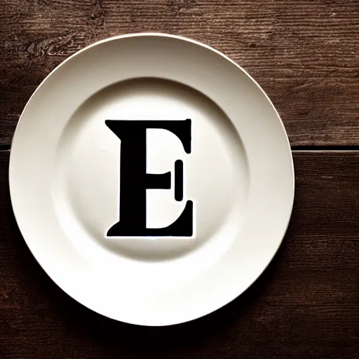 Prompt: plate with a letter like'e'and letter like'r'and letter like'r ', photography