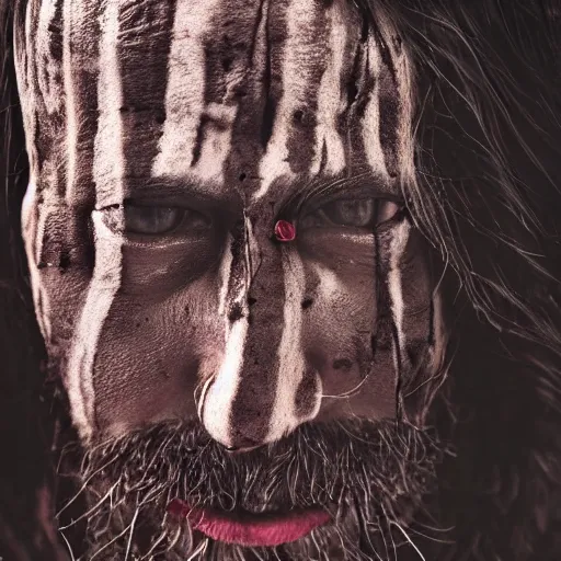 Prompt: 3 5 mm coloured film portrait of strange aghori sadhu covered in ash creature, hyperrealism, photorealistic, detailed, atmospheric, 8 k, award winning photography, cinematic