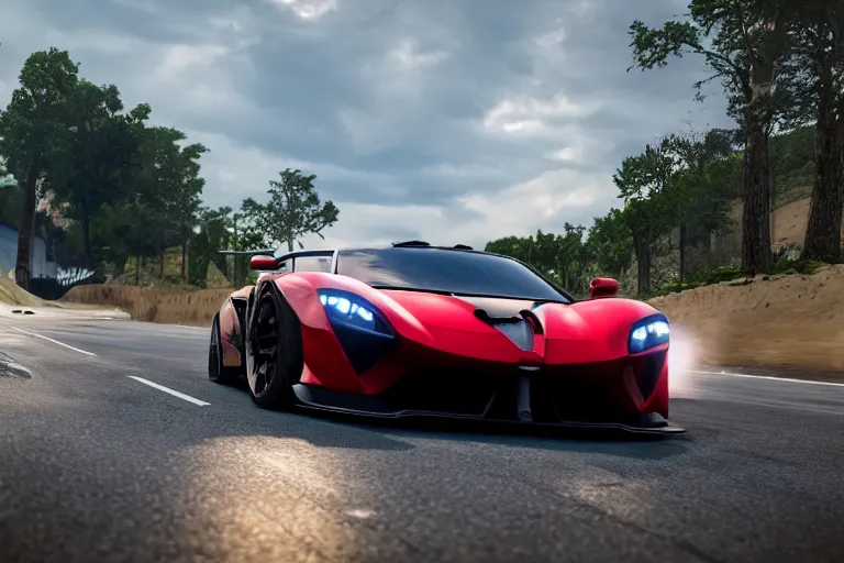 Image similar to photo wallpaper sport car gran turismo 7 forza horizon need for speed fast and furious 5 unreal engine supercar hypercar game concept car octane render, 4 khd 2 0 2 2 3 d cgi rtx style chrome reflexion global illumination ray tracing hdr arstation pixar and disney unreal