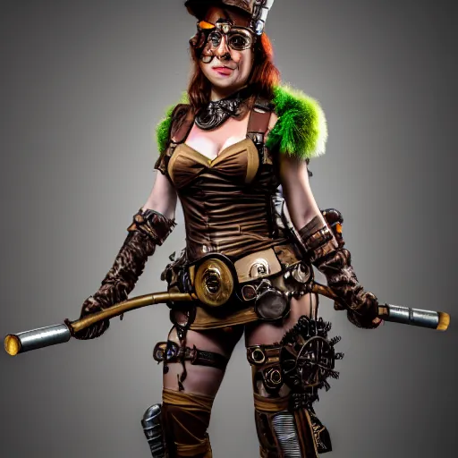 Image similar to full body photo of a steampunk amazon warrior, highly detailed, 4k, HDR,