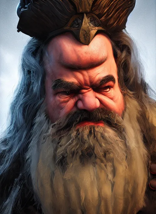 Image similar to A fantasy comic book style portrait painting of a angry dwarf warrior, unreal 5, DAZ, hyperrealistic, octane render, RPG portrait, dynamic lighting