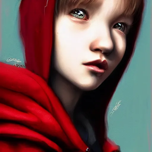 Image similar to a cute tiny girl with short red hair wearing a hoodie, digital art, very beautiful face, pretty face, very detailed eyes, full body illustration, 8 k resolution, soft painting, by greg rutkowski, wlop, rossdraws,