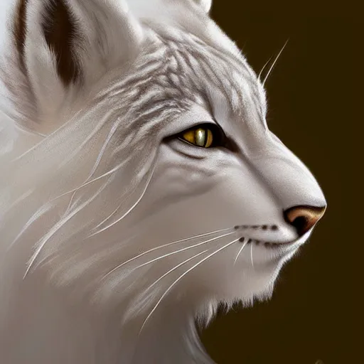 Image similar to beautiful realistic portrait of white anthropomorphic lynx by artgerm, furry fantasy art