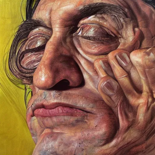 Image similar to high quality high detail painting by lucian freud, hd, iggy pop