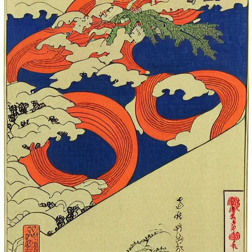 Image similar to Kurdistan, woodblock print by the Japanese ukiyo-e artist Hokusai, incredibly detailed, award winning art