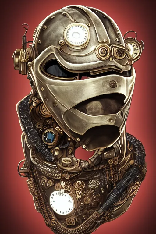 Image similar to steampunk helmet fantasy art mask robot ninja stylized digital illustration sharp focus, elegant intricate digital painting artstation concept art global illumination ray tracing advanced technology chaykin howard and campionpascale and cooke darwyn and davis jack