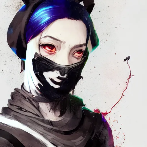 Image similar to a pale skinny white young girl with black hair, the hime cut, 1 8, in a black hoodie, and a cat, apex legends character, digital illustration portrait design, by android jones and greg rutkowski, retrowave color scheme, detailed, cinematic lighting, wide angle action dynamic portrait