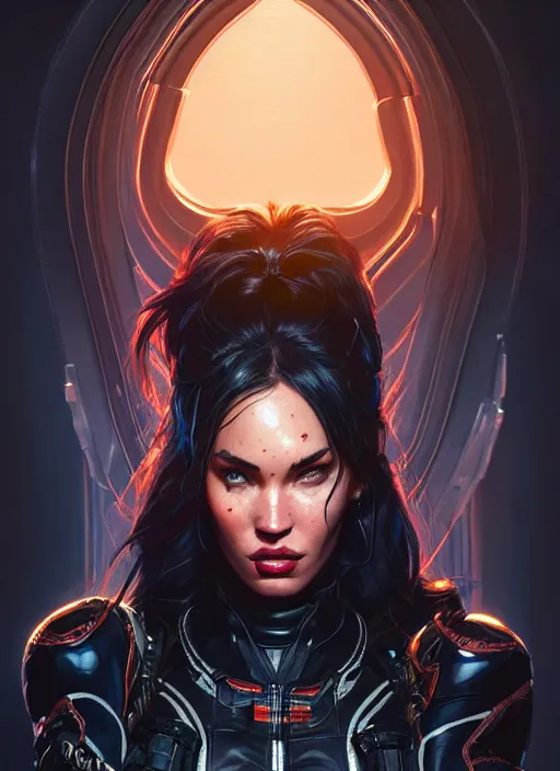 Prompt: portrait of apex legends, venom megan fox, intricate, elegant, glowing lights, highly detailed, digital painting, artstation, glamor pose, concept art, smooth, sharp focus, illustration, art by artgerm and greg rutkowski, artey freytag