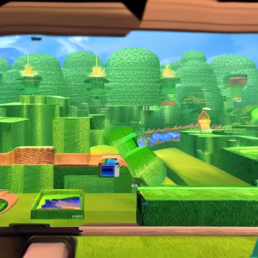 Image similar to Green Hill Zone from the perspective of Sonic