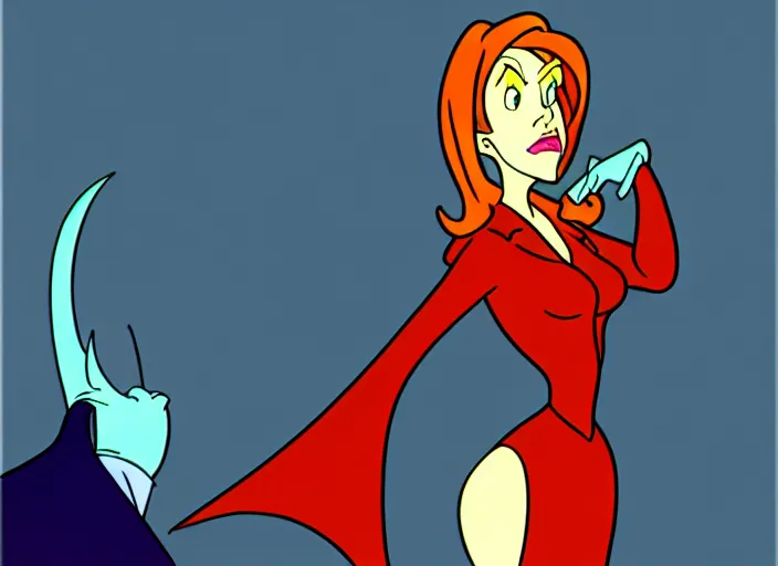 Prompt: dana scully in dragon's lair, shaded cartoon cel, animation model, sharp detail, thin linework, in the style of don bluth, filmation, toei animation, studio trigger, 5 k, hd