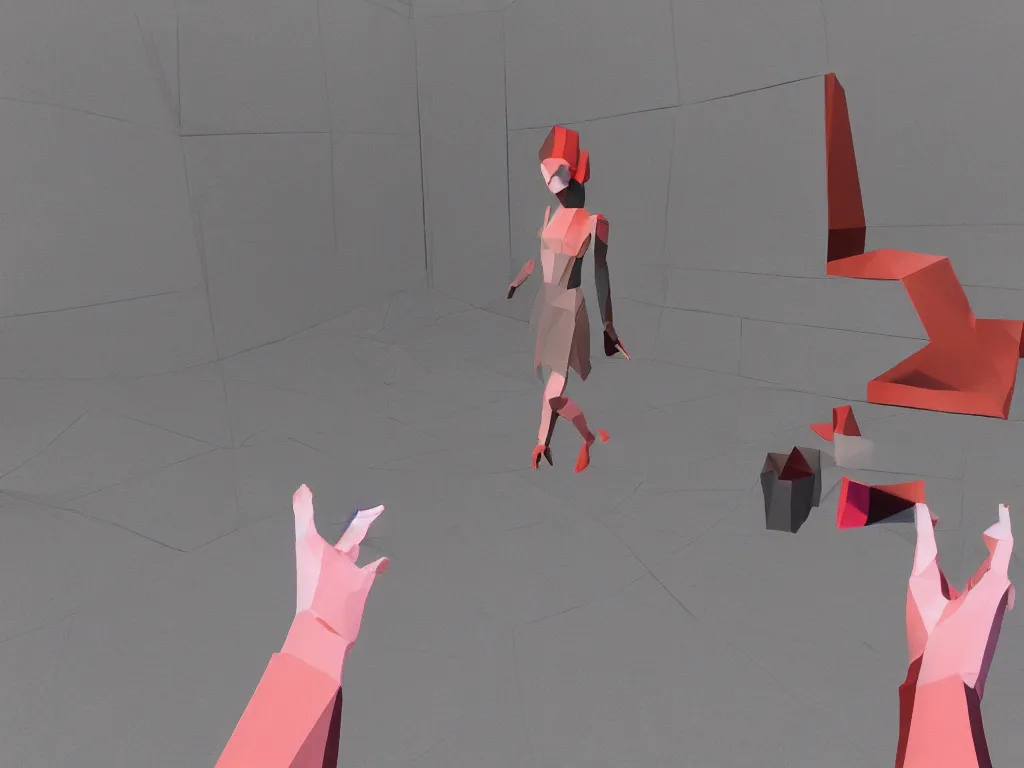 Prompt: Suspiria as a PS1 third person video game, low poly