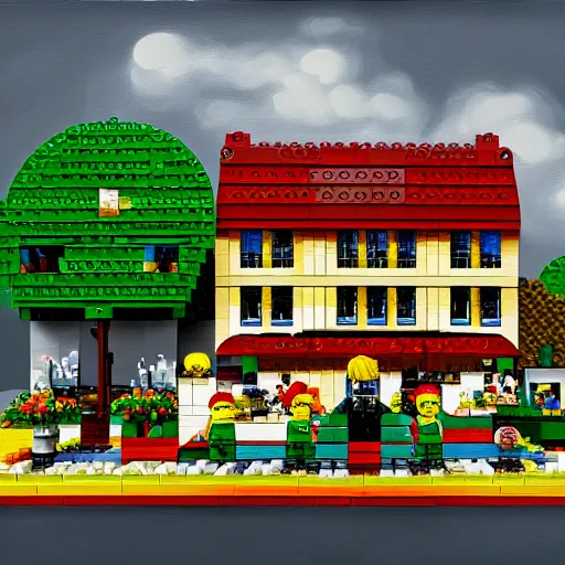 Image similar to lego house, highly detailed, digital painting