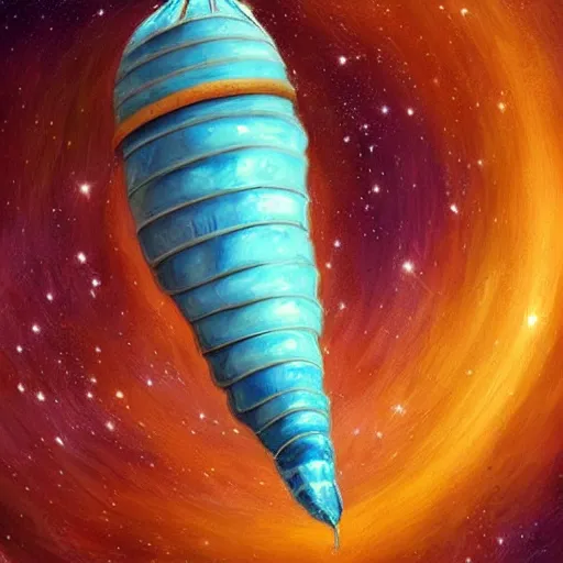 Image similar to a giant beautiful chrysalis hanging inside a space station, fantasy art