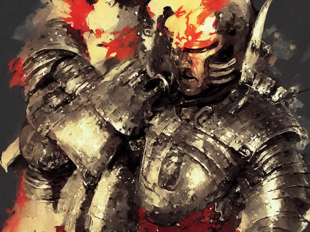 Image similar to close up of a samurai in full armor, by fiona staples, travis charest, sachin teng, greg manchess