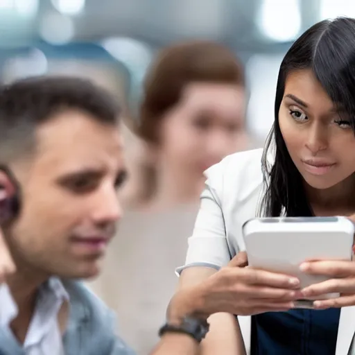 Image similar to futuristic dystopian group of people starring into their phone