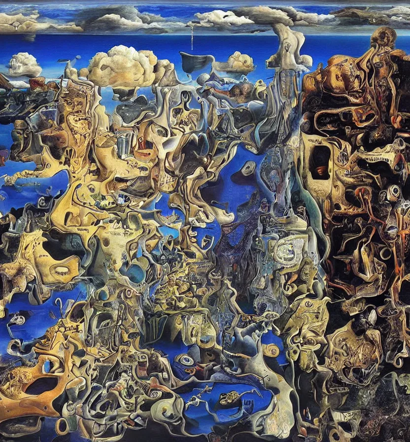 Image similar to the world between death and life, surrealistic extremely detailed painting, by damien gilley and salvador dali