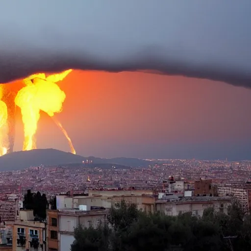 Image similar to nuke explosion in the skyline from barcelona