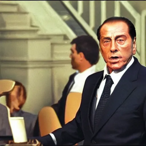 Prompt: Silvio Berlusconi in a comedy movie,detailed,hyperrealistic, screenshot