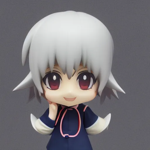 Image similar to character face portrait of a singular kawaii chibi in the sytle of kyoto animation, in simple background, nendoroid eyes, blender, toon rendering, toon shader, anime waifu, hokusai