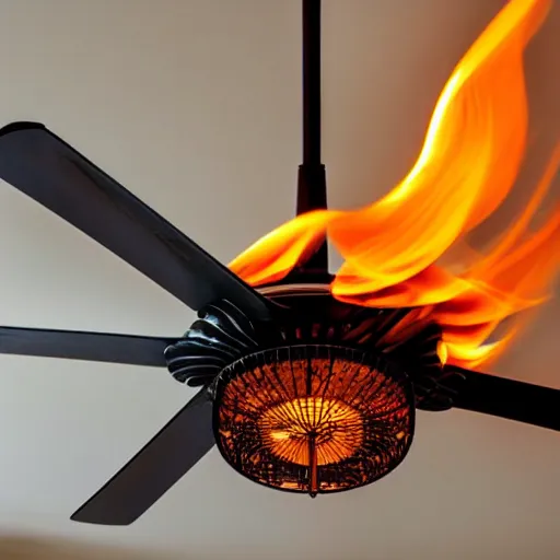 Image similar to a ceiling fan spinning on fire