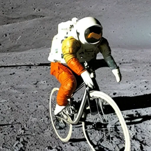 Image similar to cheese is cycling on the moon and cycles away from a nuclear explosion