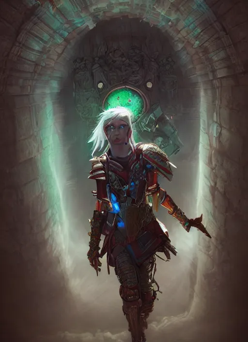Image similar to An epic fantasy comic book style portrait painting of a laser Shipibo textile doorway to eternity, unreal 5, DAZ, hyperrealistic, octane render, cosplay, RPG portrait, dynamic lighting
