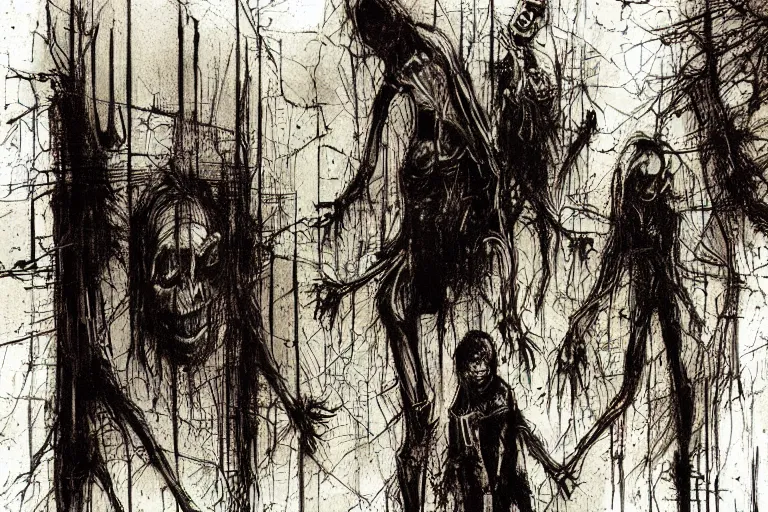 Prompt: horror painting of Missing 411 anomaly by ben templesmith