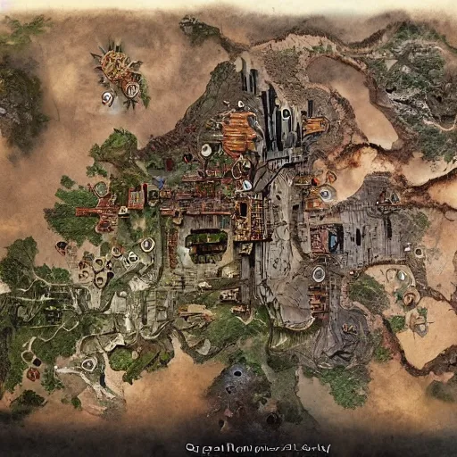 Image similar to extremely detailed d&d map, by greg rutkowski