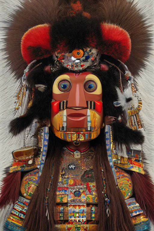 Image similar to portrait of a beautiful a Hopi kachina doll, Warhammer, highly detailed, artstation, illustration, art by Gustav Klimt and Range Murata and Ilya Kuvshinov and Sakimichan