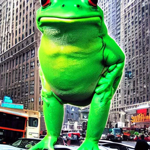 Image similar to giant frog attacking new york city