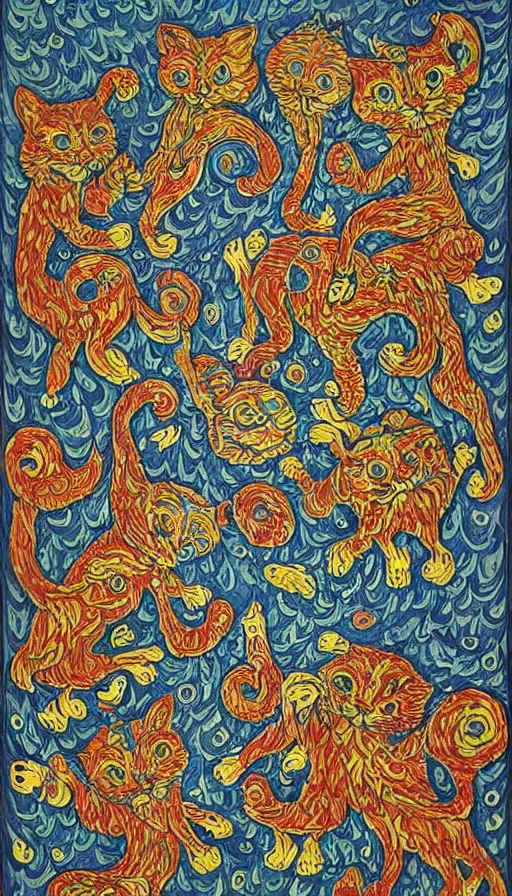 Image similar to rage, by louis wain