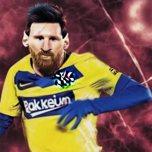 Image similar to Lionel Messi as an Avenger, Hyper realistic 8k