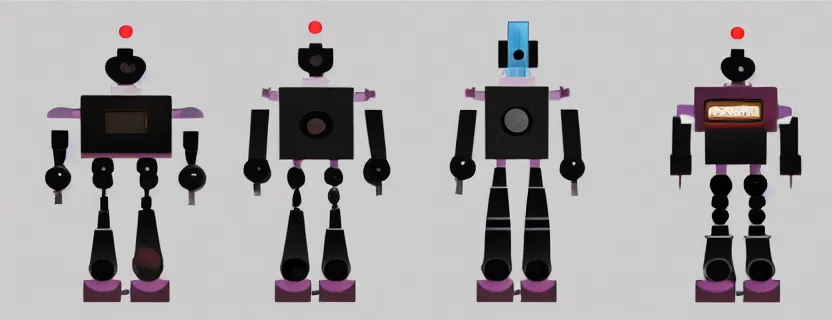 Image similar to an evolution diagram from left to right of robots, 8 k, hyper realistic. the left side robots are shorter, uncropped