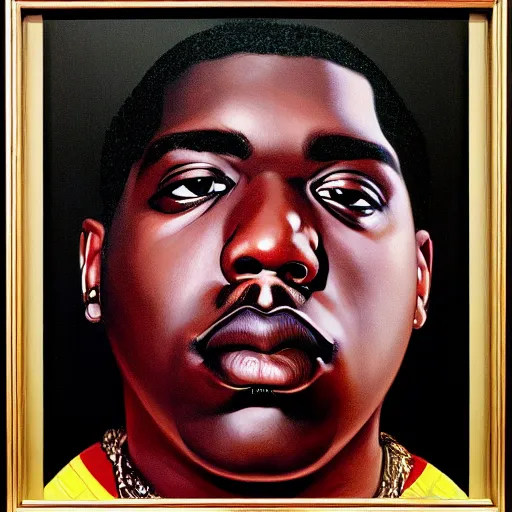 Prompt: a portrait of biggie smalls by matin klarwein