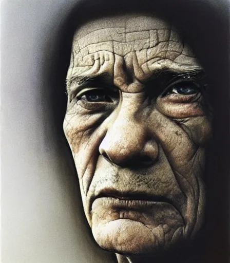 Prompt: a high quality, high detail, photorealistic portrait by james nachtwey and zdzisław beksinski, intensly emotional