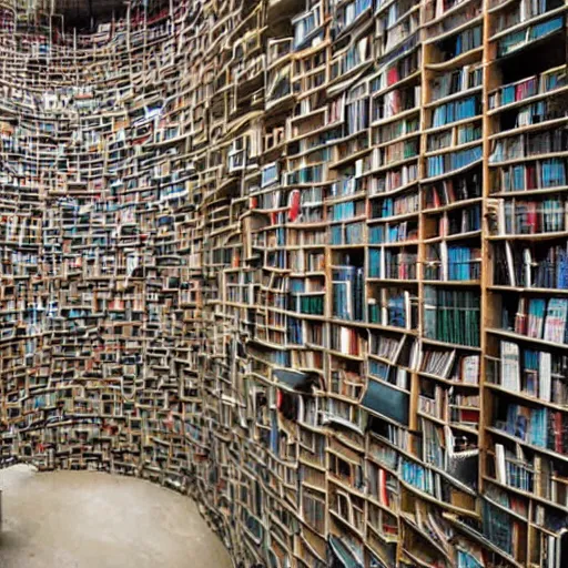 Prompt: a prison made out of books