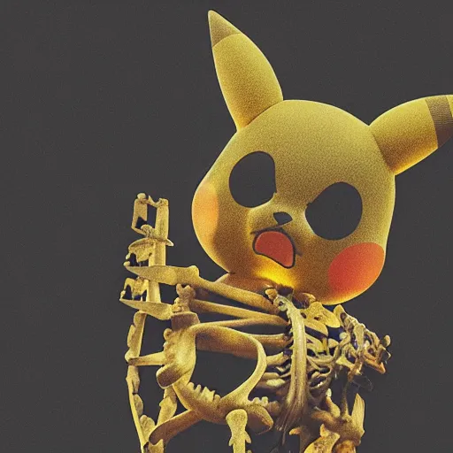 Image similar to Photograph of a pikachu skeleton, national geographic, iPhone photo